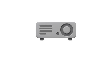 A sleek grey projector ready to cast its cinematic magic on a blank canvas, simple 3D design.