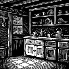 Monochrome Kitchen Interior