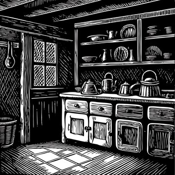Monochrome Kitchen Interior