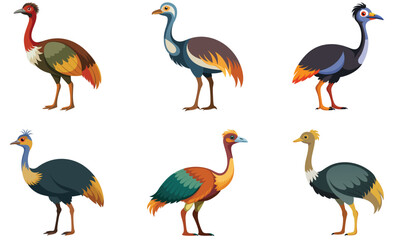 set of Moa bird isolated  on white background