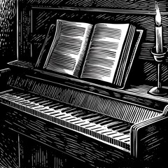 Vintage Piano with Open Book
