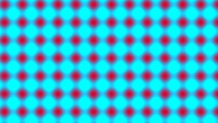 Vibrant, blurred, repeating pattern of red and turquoise circles