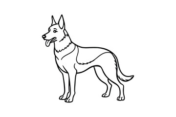 Black and white line art drawing of a proud German Shepherd.eps