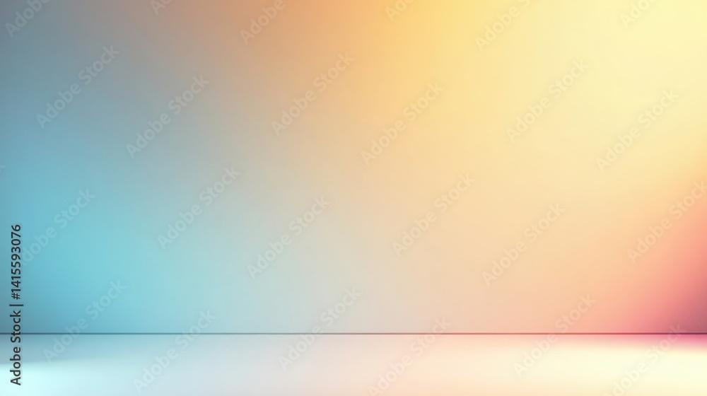 Poster Abstract gradient background with soft lighting and pastel color transitions in the room with floor