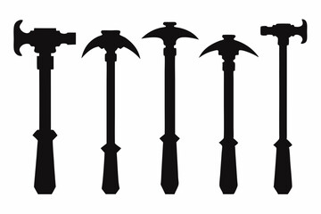hammer icon set silhouette black vector