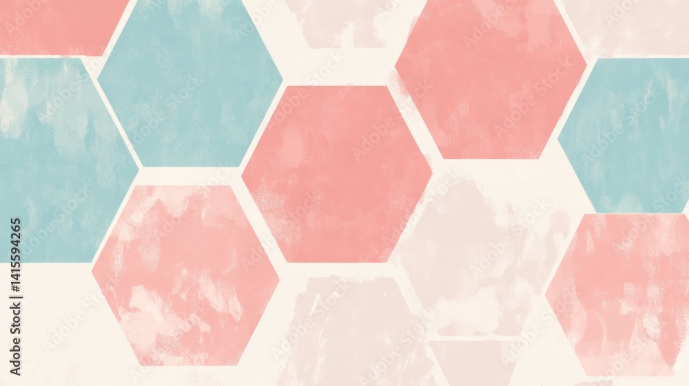 Poster pastel hexagon pattern with soft color washes.