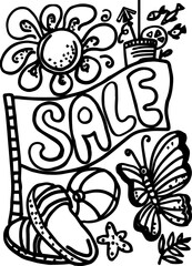 hand drawn vector set of summer sale	
