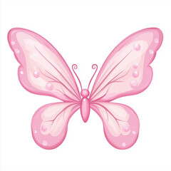 little pink fairy wings in cute funny with cartoon kawaii style isolated on white background