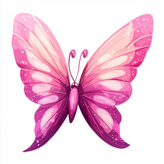 little pink fairy wings in cute funny with cartoon kawaii style isolated on white background