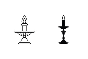 Candle Holder Line Art Vector Illustration Minimalist Design Concepts For Template