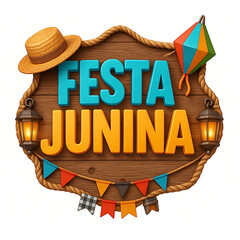 Selo Digital Festa Junina com Chapéu e Decoração Típica