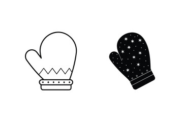 Winter Mitten Vector Illustration Set With Stars For Christmas And New Year Season