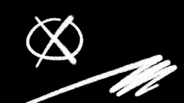 Monochromatic animation of white grunge pencil and brush doodle lines on black background. Low frame rate effect. Seamless loop.