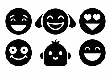 Obraz premium imogi icon set silhouette black vector bundle