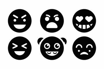 Fototapeta premium imogi icon set silhouette black vector bundle