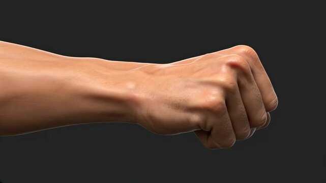 Fist clenched showing strength against a dark background  