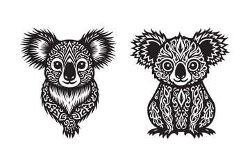 Tribal Koala Illustrations Vector Set