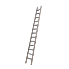 Old Wooden Ladder, 3d illustration isolated on white background