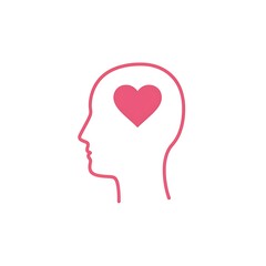 Mindful Heart Love Compassion in a Simple Pink Outline Head Profile Design