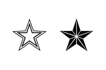 Two Black Star Icons Set In Different Styles On White Background