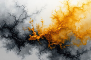 Mesmerizing Ink in Water: Gold & Light Slate Gray Swirls Create Dreamlike Patterns