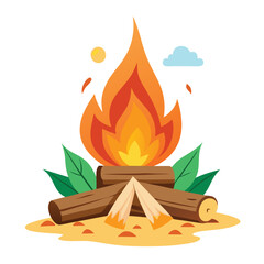wood-campfire-set--camping-fire-firewood--signal vector image on white background