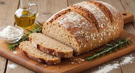 Freshly Baked Whole-Grain Bread Full 4k HD AI-Generated Image