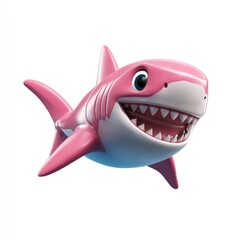 shark 3d rendering isolated on white background. Cartoon plastic style icon 