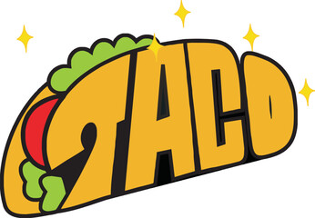 Editable taco vector illustration design with transparent background