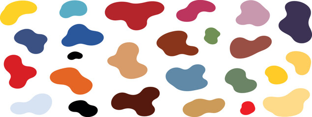 Abstract organic shape round irregular form set. Liquid organic blob curve fluid shape figure. Abstract liquid bubble, wavy different form. Soft round oval pattern background.