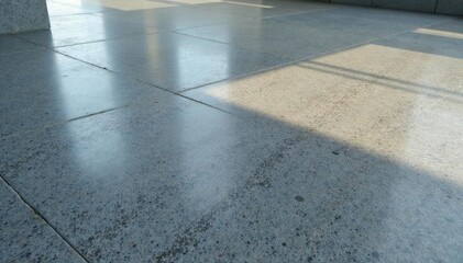 Reflective, polished concrete; subtle swirls and veining, simple, architecture