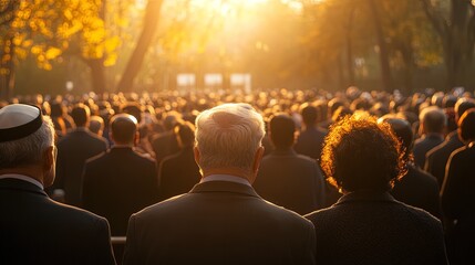 Crowd Gathers at Sunset