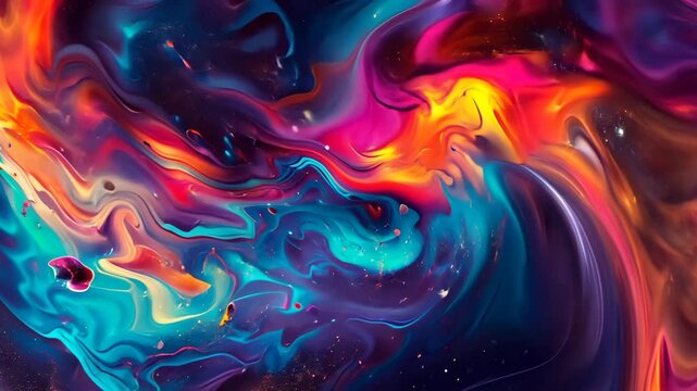 Bunt Abstraktes Fl&uuml;ssiges Farbgemisch Animation Hintergrund