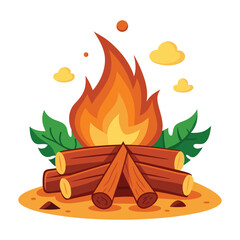 wood-campfire-set--camping-fire-firewood--signal vector image on white background