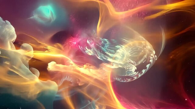 Feuerartige Galaktische Farbexplosion Nebelwolken Animation Hintergrund