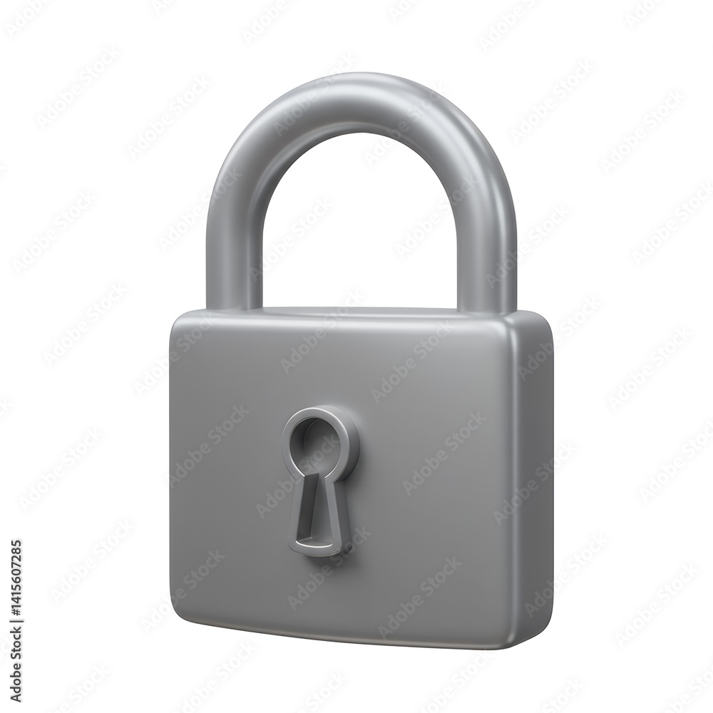 Poster padlock render on white background for security concepts