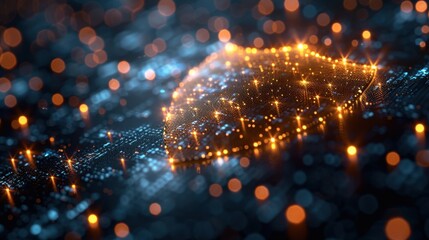 3.cybersecurity concept, digital shield protecting data in matrix style network background, blue tone 