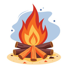 wood-campfire-set--camping-fire-firewood--signal vector image on white background