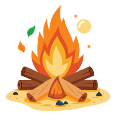 wood-campfire-set--camping-fire-firewood--signal vector image on white background