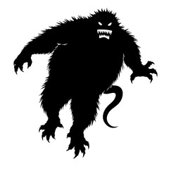 Mysterious creature silhouette menacingly lurking in darkness  