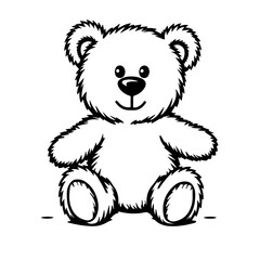 Cute cartoon teddy bear sitting against a white background  