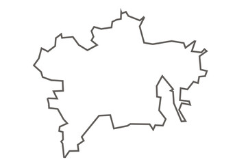 Ujjain District of Madhya Pradesh state map outline in gray color on white background