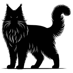 Obraz premium Silhouette of a Majestic Cat: An elegant, detailed silhouette of a graceful cat, capturing the essence of feline beauty and charm.