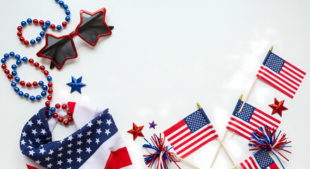 Obraz premium Patriotic Fourth of July Background Stars Stripes Banner Decorations