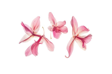 Falling pink flower petals on a transparent background, creating a delicate floral pattern