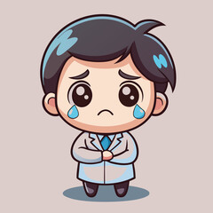 Obraz premium Sad doctor cartoon character