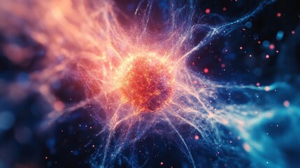 A luminous glowing sphere with energy radiating outwards in space