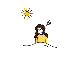 睡眠不足で目覚める女性-Sleep Deprivation