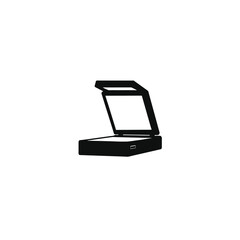 Document scanner black silhouette on white background