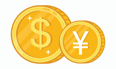 Gold Coin Dollar Sign Currency Symbol Flat Design